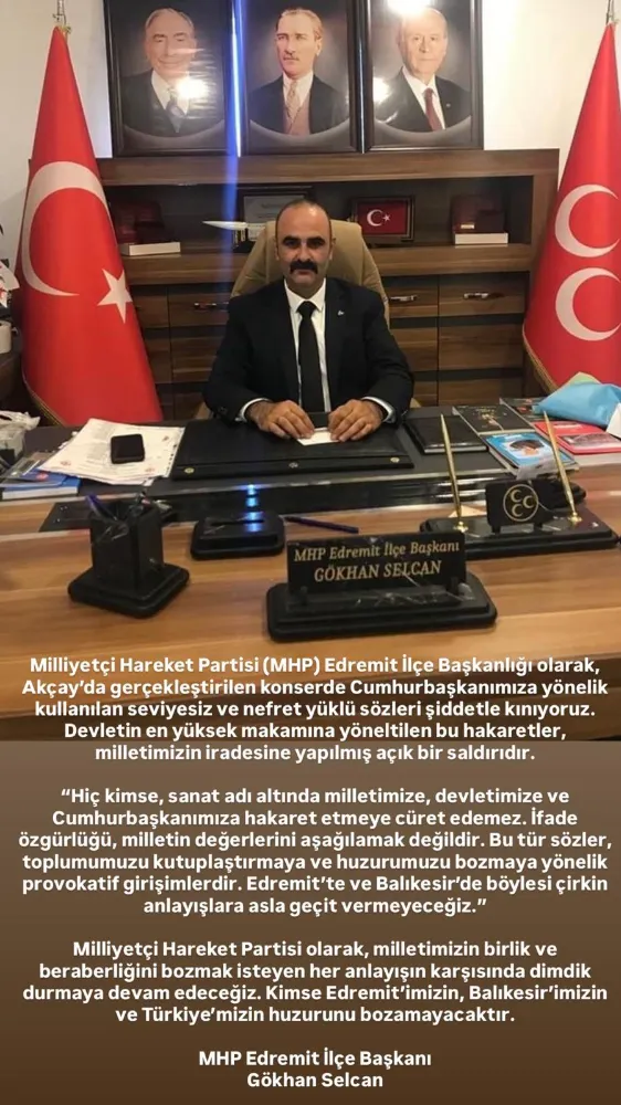 Başkan Selcan: Kimse Edremit’imizin, Balıkesir’imizin ve Türkiye’mizin huzurunu bozamayacaktır